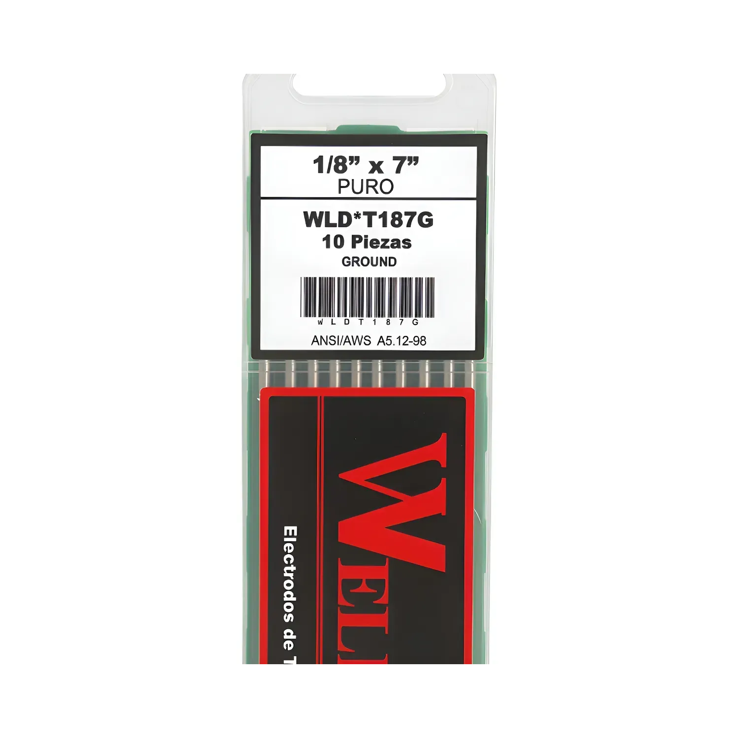 ELECTRODO TUNGSTENO PURO PUNTA VERDE 1/8 WELD500 (10 PZ) VERDE